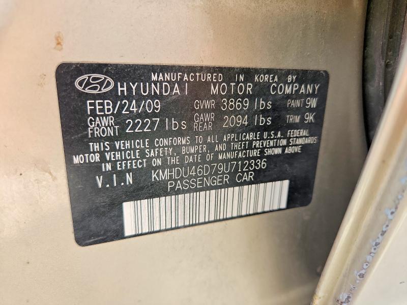 67832206 :رقم المزاد ، KMHDU46D79U712336 vin ، 2009 Hyundai Elantra مزاد بيع