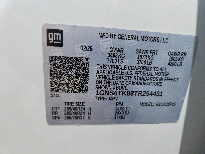 67297756 :رقم المزاد ، 1GNS6TK88TR254431 vin ، 2026 Chevrolet Tahoe مزاد بيع