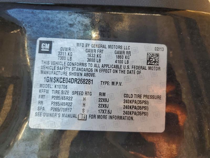 67486256 :رقم المزاد ، 1GNSKCE04DR268281 vin ، 2013 Chevrolet Tahoe مزاد بيع