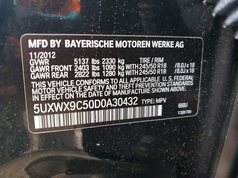 Auction sale of the 2013 Bmw X3, vin: 5UXWX9C50D0A30432, lot number: 67421466