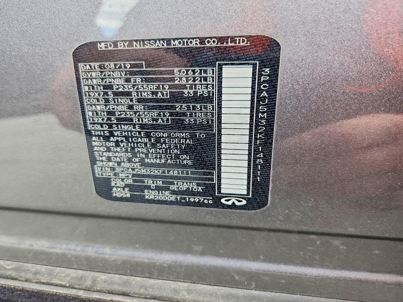 66091296 :رقم المزاد ، 3PCAJ5M32KF148111 vin ، 2019 Infiniti Qx50 مزاد بيع