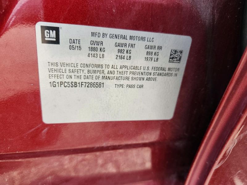 Продажа на аукционе авто 2015 Chevrolet Cruze, vin: 1G1PC5SB1F7286581, номер лота: 67658286