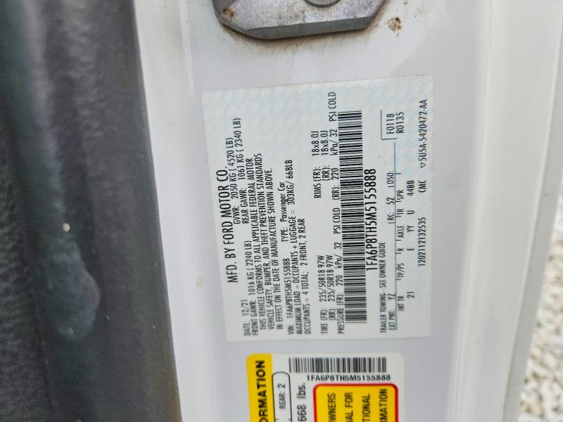 2021 Ford Mustang მანქანა იყიდება აუქციონზე, vin: 1FA6P8TH5M5155888, აუქციონის ნომერი: 70408176