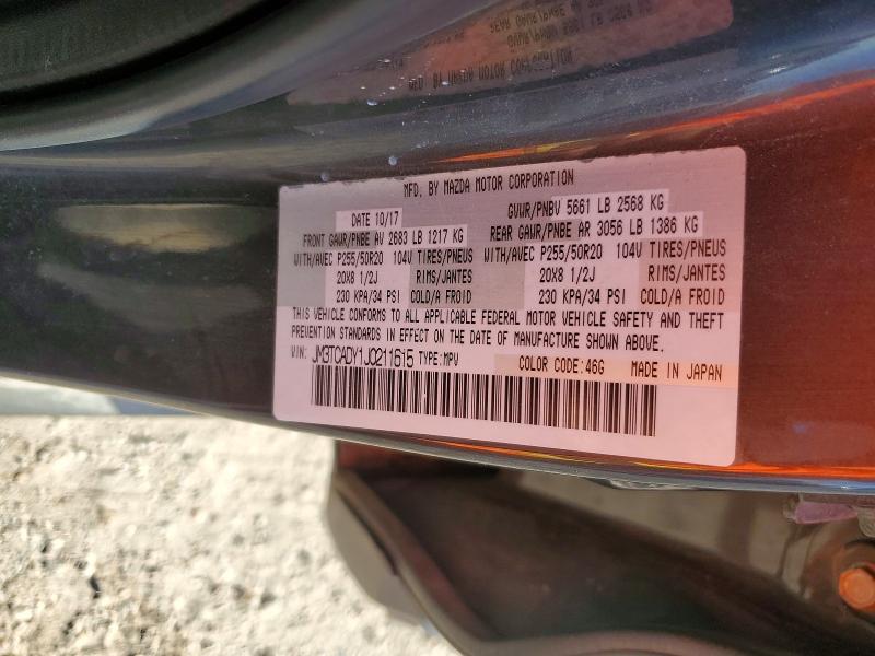 Продажа на аукционе авто 2018 Mazda Cx-9, vin: JM3TCADY1J0211615, номер лота: 70728696