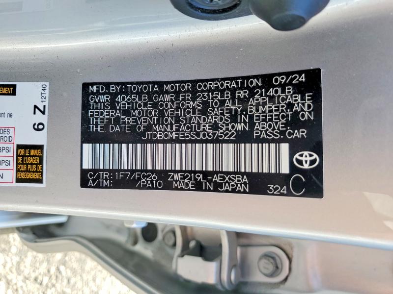 Продажа на аукционе авто 2025 Toyota Corolla Hybrid, vin: JTDBCMFE5SJ037522, номер лота: 69023996