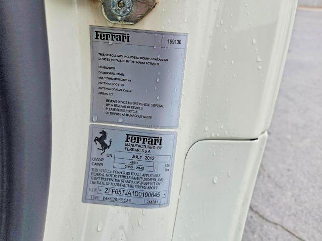 Продажа на аукционе авто 2013 Ferrari California, vin: ZFF65TJA1D0190645, номер лота: 70227626