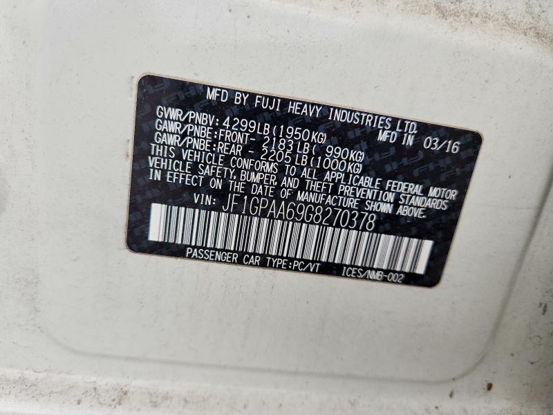 2016 Subaru Impreza მანქანა იყიდება აუქციონზე, vin: JF1GPAA69G8270378, აუქციონის ნომერი: 69951596