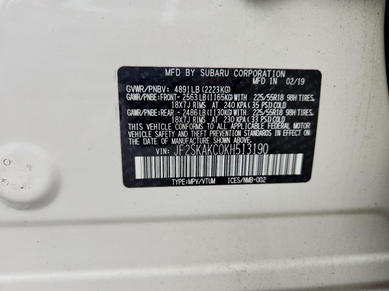 Aukcja sprzedaży 2019 Subaru Forester, vin: JF2SKAKC0KH513190, numer aukcji: 69786196