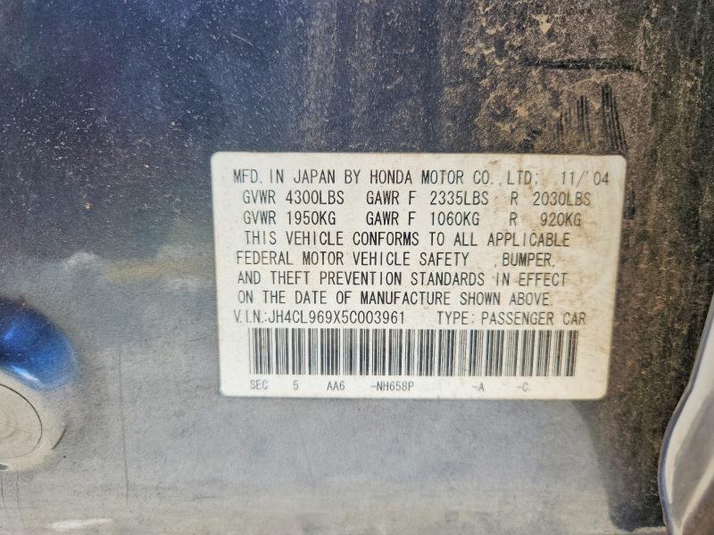 Продаж на аукціоні авто 2005 Acura Tsx, vin: JH4CL969X5C003961, номер лоту: 68441476
