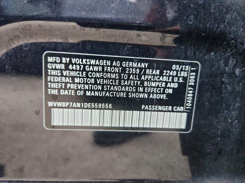 69124626 :رقم المزاد ، WVWBP7AN1DE559556 vin ، 2013 Volkswagen Cc مزاد بيع