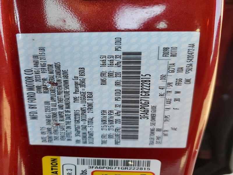 68537336 :رقم المزاد ، 3FA6P0G71GR222815 vin ، 2016 Ford Fusion مزاد بيع