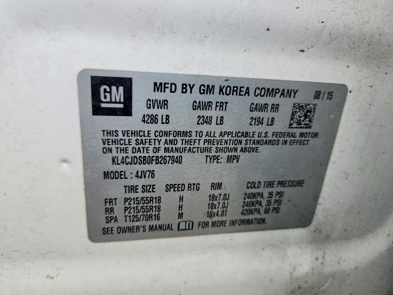 Продажа на аукционе авто 2015 Buick Encore, vin: KL4CJDSB0FB267940, номер лота: 69891556