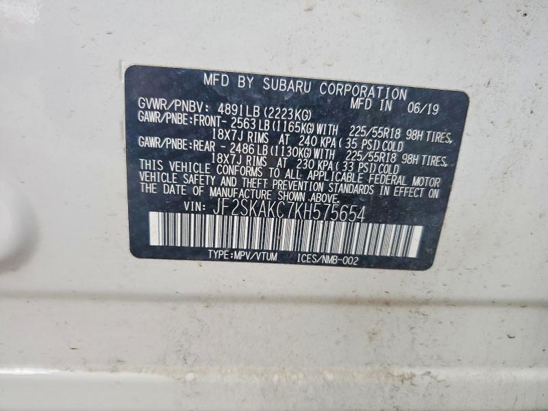 Продаж на аукціоні авто 2019 Subaru Forester, vin: JF2SKAKC7KH575654, номер лоту: 70410856