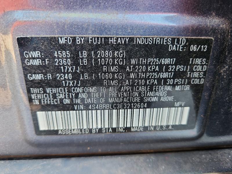 68734376 :رقم المزاد ، 4S4BRBLC3E3212604 vin ، 2014 Subaru Outback مزاد بيع