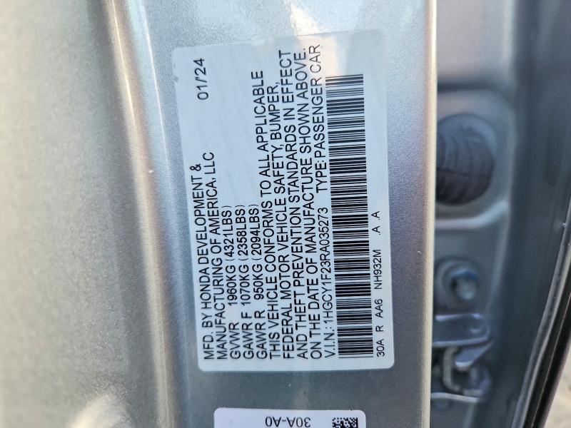 Aukcja sprzedaży 2024 Honda Accord, vin: 1HGCY1F23RA035273, numer aukcji: 67827656