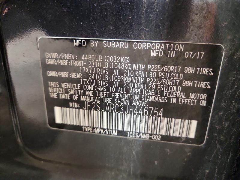 2018 Subaru Forester მანქანა იყიდება აუქციონზე, vin: JF2SJARC3JH446754, აუქციონის ნომერი: 67534986