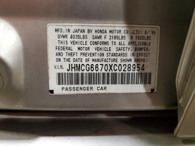 71159866 :رقم المزاد ، JHMCG6670XC028954 vin ، 1999 Honda Accord مزاد بيع