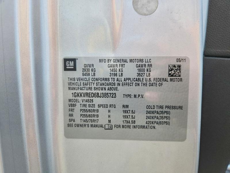 68329746 :رقم المزاد ، 1GKKVRED6BJ385723 vin ، 2011 Gmc Acadia مزاد بيع