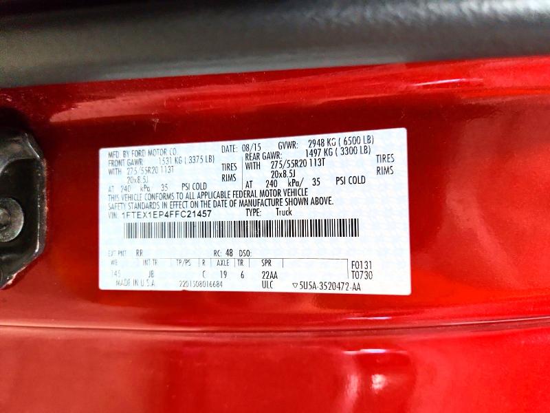 68000616 :رقم المزاد ، 1FTEX1EP4FFC21457 vin ، 2015 Ford F150 مزاد بيع