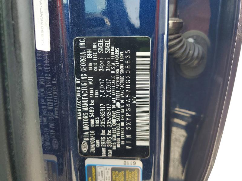 Продаж на аукціоні авто 2017 Kia Sorento, vin: 5XYPG4A52HG208835, номер лоту: 68935976