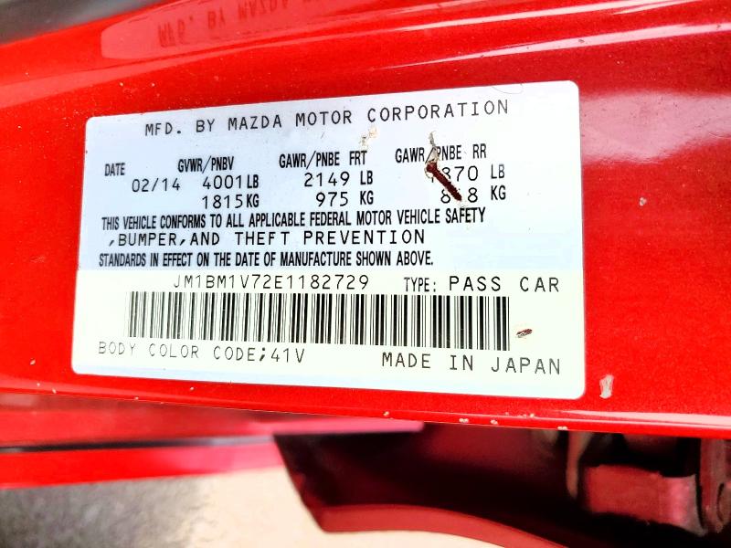 69940976 :رقم المزاد ، JM1BM1V72E1182729 vin ، 2014 Mazda 3 مزاد بيع