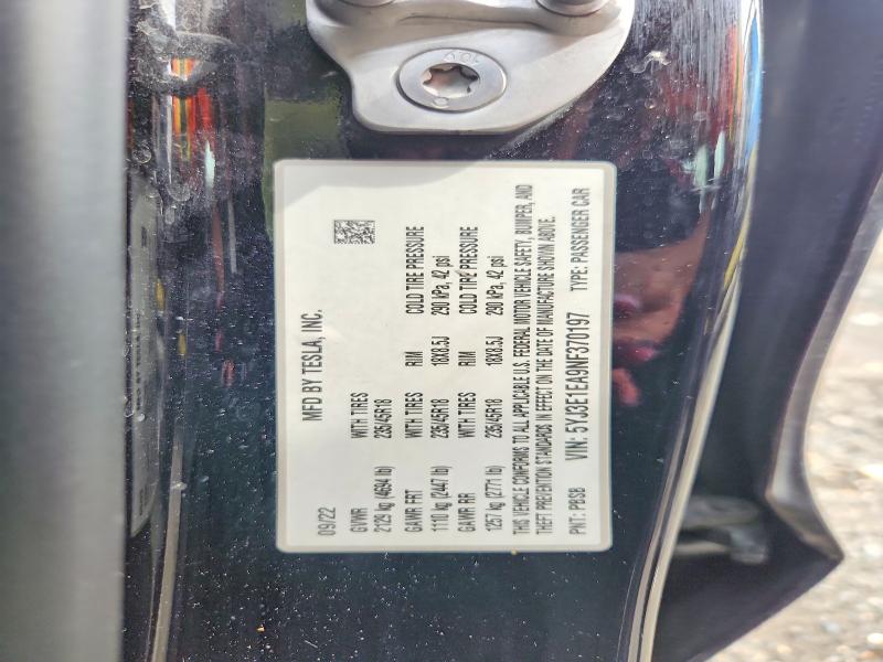 68281116 :رقم المزاد ، 5YJ3E1EA9NF370197 vin ، 2022 Tesla Model 3 مزاد بيع