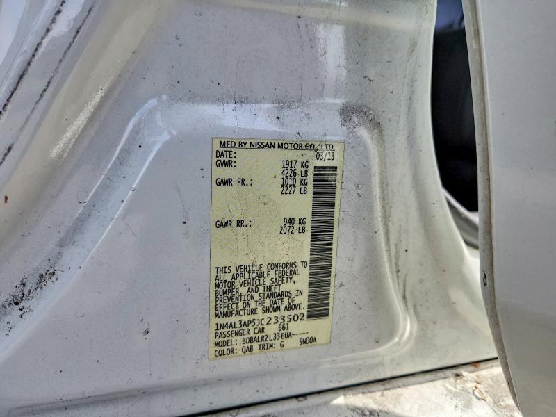 68192416 :رقم المزاد ، 1N4AL3AP5JC233502 vin ، 2018 Nissan Altima مزاد بيع