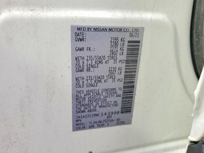 Продаж на аукціоні авто 2021 Nissan Murano, vin: 5N1AZ2CS9MC143998, номер лоту: 67604926