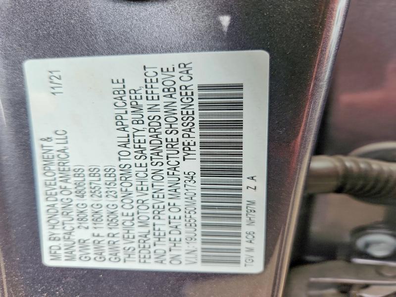 Aukcja sprzedaży 2021 Acura Tlx, vin: 19UUB5F50MA017345, numer aukcji: 69246126