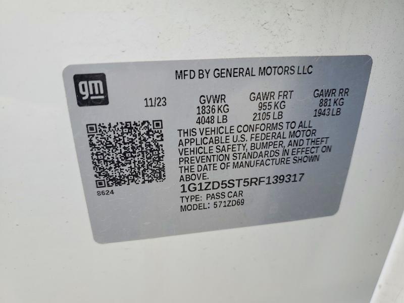 67888646 :رقم المزاد ، 1G1ZD5ST5RF139317 vin ، 2024 Chevrolet Malibu مزاد بيع
