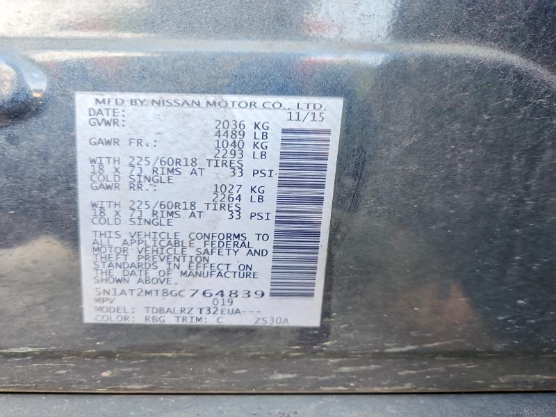 68299586 :رقم المزاد ، 5N1AT2MT8GC764839 vin ، 2016 Nissan Rogue مزاد بيع