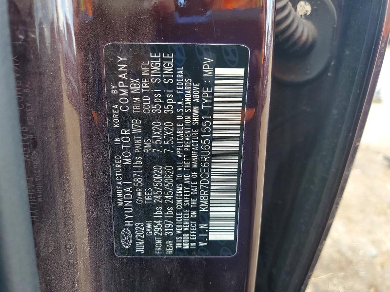 2024 Hyundai Palisade მანქანა იყიდება აუქციონზე, vin: KM8R7DGE6RU651551, აუქციონის ნომერი: 68809386