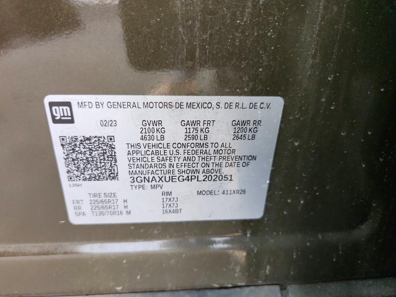 2023 Chevrolet Equinox მანქანა იყიდება აუქციონზე, vin: 3GNAXUEG4PL202051, აუქციონის ნომერი: 58725696