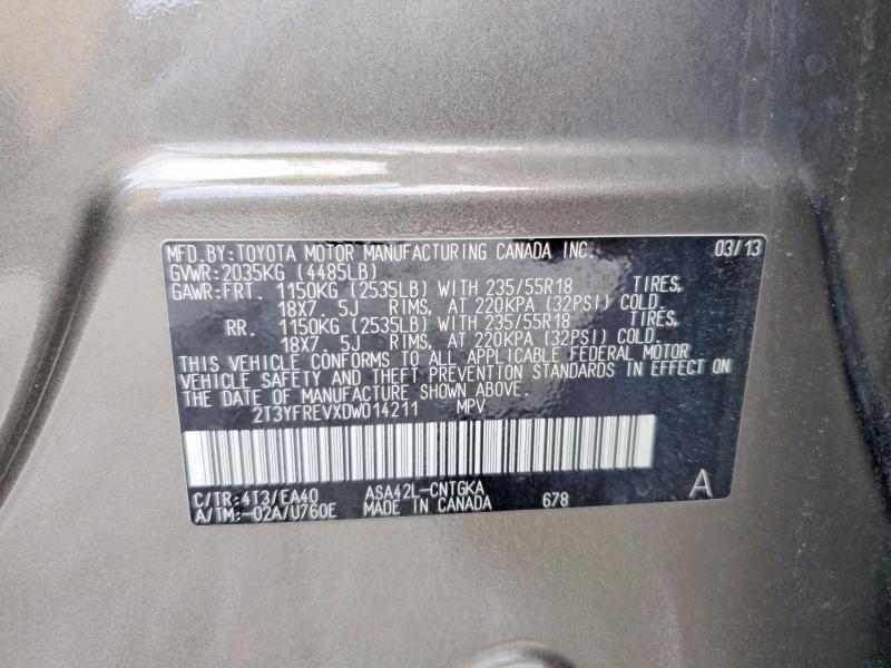 Продажа на аукционе авто 2013 Toyota Rav4, vin: 2T3YFREVXDW014211, номер лота: 67721396