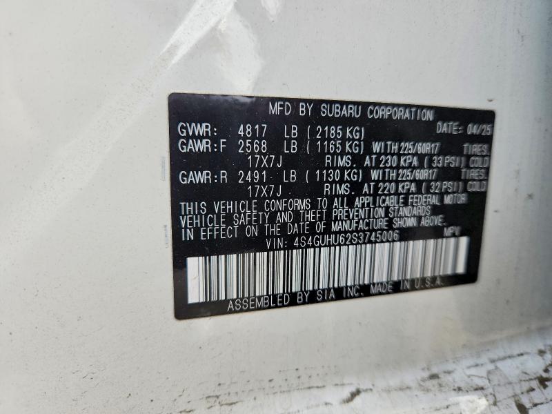 2025 Subaru Crosstrek მანქანა იყიდება აუქციონზე, vin: 4S4GUHU62S3745006, აუქციონის ნომერი: 69267526