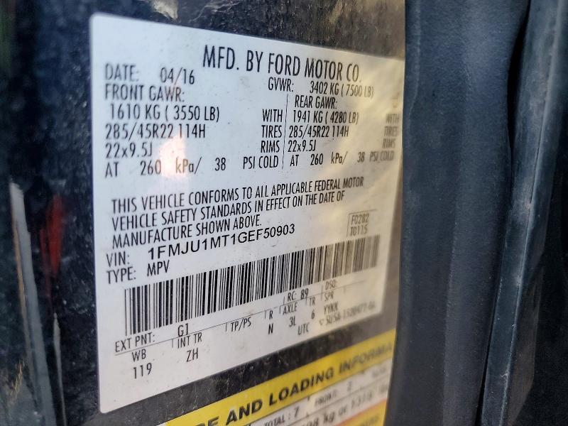 Продаж на аукціоні авто 2016 Ford Expedition, vin: 1FMJU1MT1GEF50903, номер лоту: 67902556
