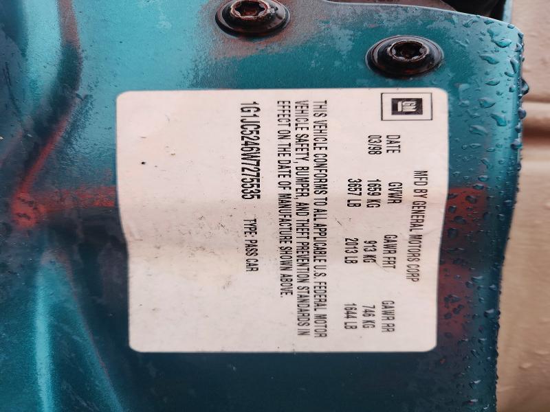 68947856 :رقم المزاد ، 1G1JC5246W7275535 vin ، 1998 Chevrolet Cavalier مزاد بيع