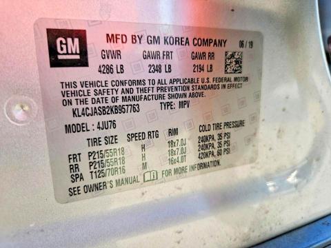 68403516 :رقم المزاد ، KL4CJASB2KB957763 vin ، 2019 Buick Encore مزاد بيع