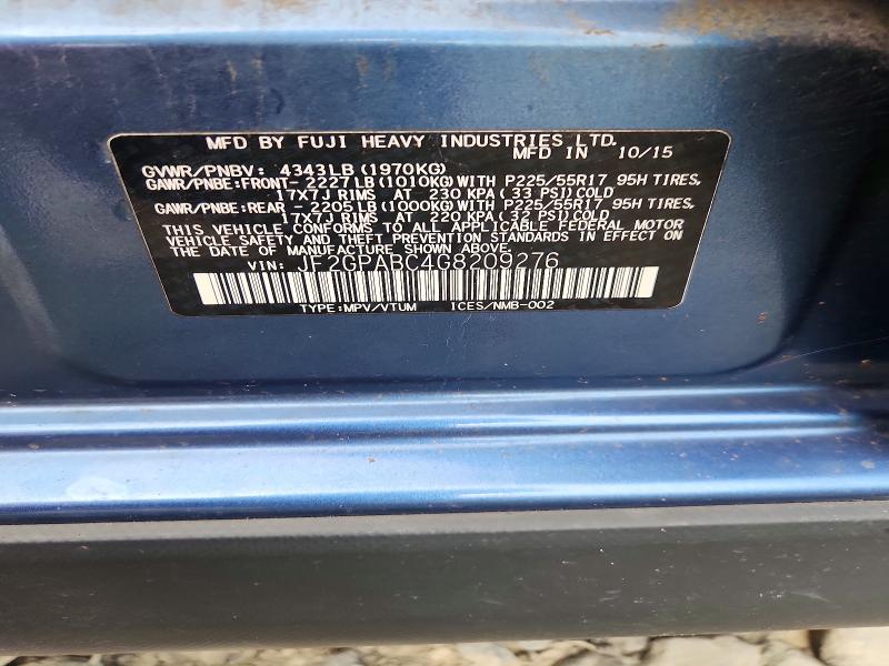 Aukcja sprzedaży 2016 Subaru Crosstrek, vin: JF2GPABC4G8209276, numer aukcji: 68060836