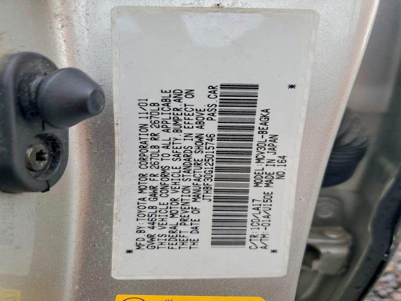 67789226 :رقم المزاد ، JTHBF30G125015746 vin ، 2002 Lexus Es مزاد بيع