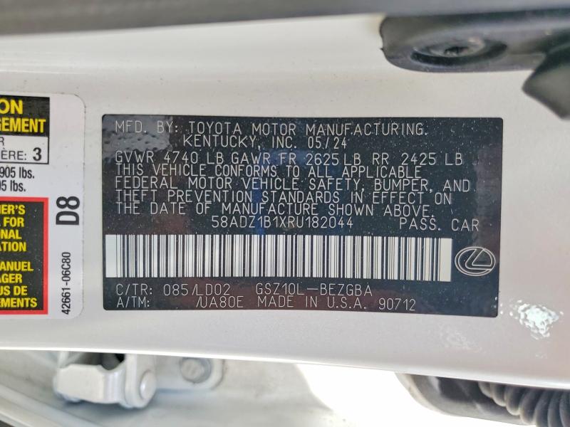 Продаж на аукціоні авто 2024 Lexus Es 350, vin: 58ADZ1B1XRU182044, номер лоту: 67472836