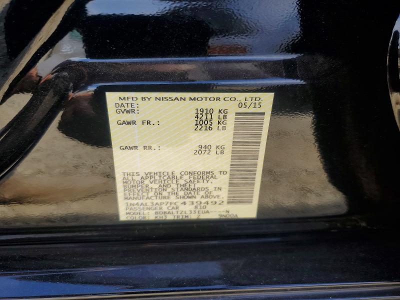Продаж на аукціоні авто 2015 Nissan Altima, vin: 1N4AL3AP7FC439492, номер лоту: 70356196
