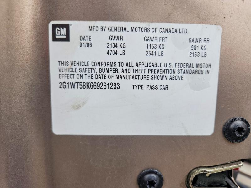 69253396 :رقم المزاد ، 2G1WT58K669281233 vin ، 2006 Chevrolet Impala مزاد بيع