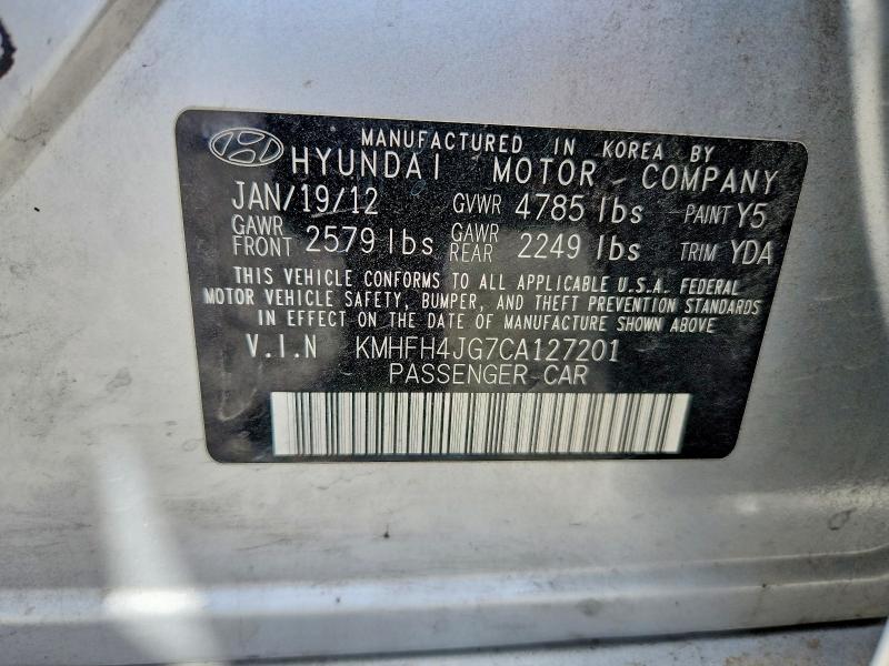 Продаж на аукціоні авто 2012 Hyundai Azera, vin: KMHFH4JG7CA127201, номер лоту: 68493466
