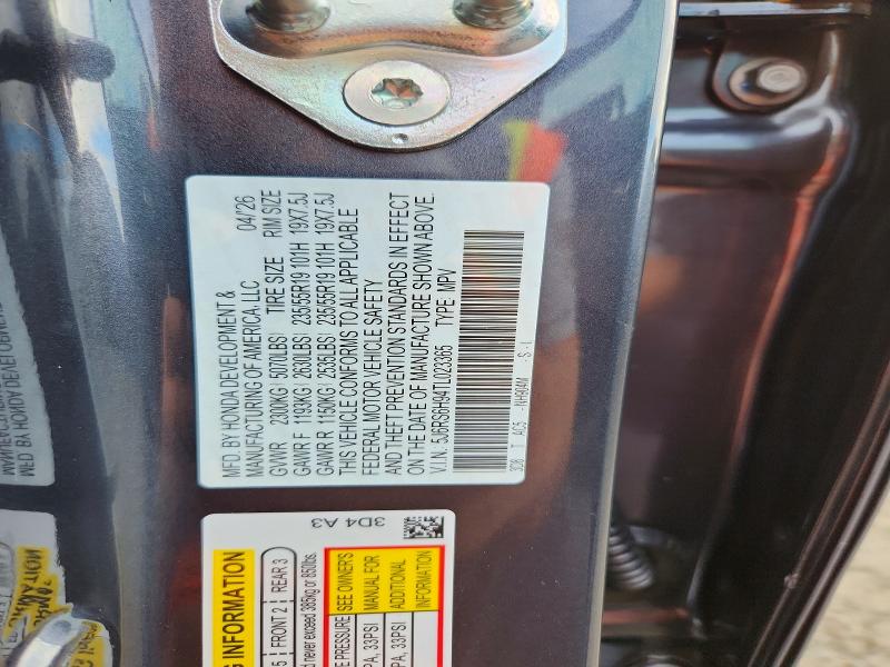 70281756 :رقم المزاد ، 5J6RS6H94TL023365 vin ، 2026 Honda Cr-v مزاد بيع