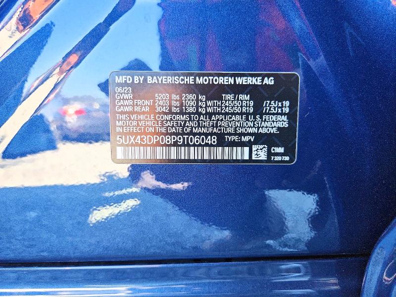 67407796 :رقم المزاد ، 5UX43DP08P9T06048 vin ، 2023 Bmw X3 مزاد بيع