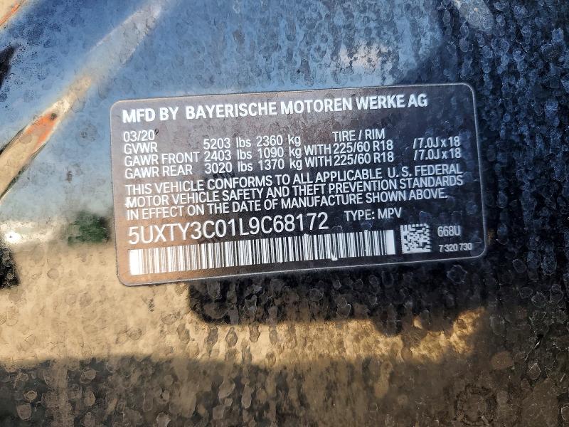 2020 Bmw X3 მანქანა იყიდება აუქციონზე, vin: 5UXTY3C01L9C68172, აუქციონის ნომერი: 70671746