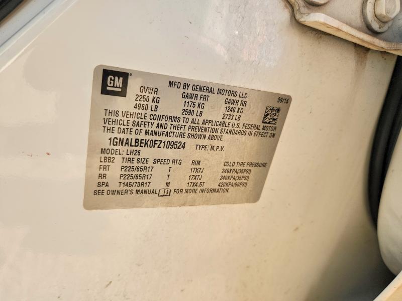 66304396 :رقم المزاد ، 1GNALBEK0FZ109524 vin ، 2015 Chevrolet Equinox مزاد بيع