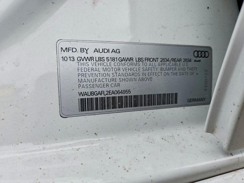 69856976 :رقم المزاد ، WAUBGAFL2EA064955 vin ، 2014 Audi S4 مزاد بيع