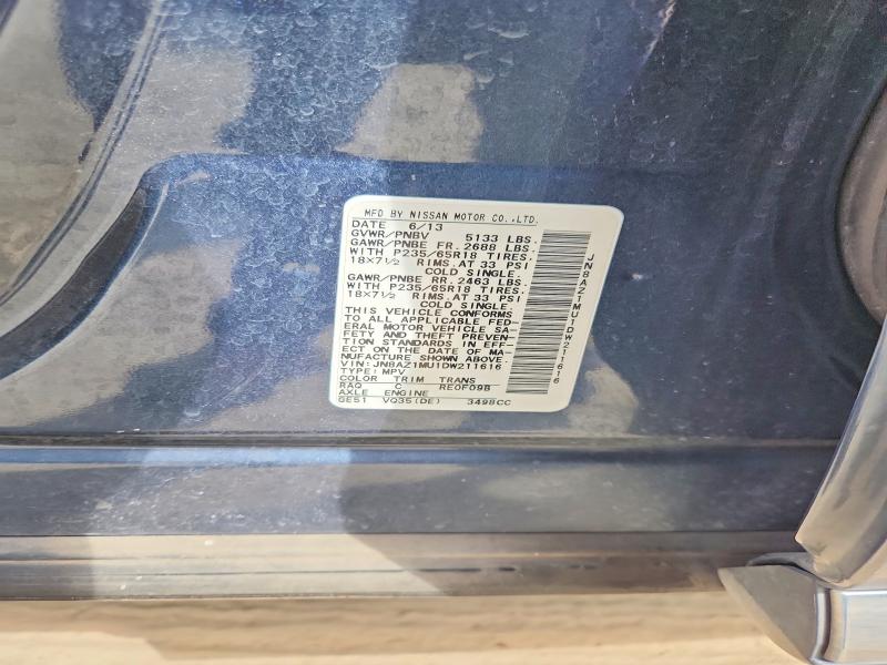 Продажа на аукционе авто 2013 Nissan Murano, vin: JN8AZ1MU1DW211616, номер лота: 69575406